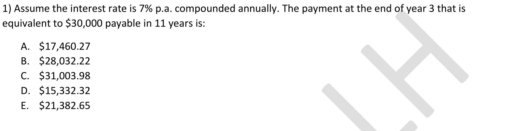Solved 1) Assume the interest rate is 7% p.a. compounded | Chegg.com