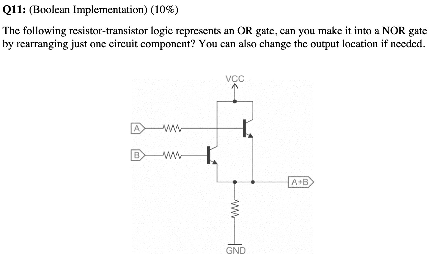Solved Q11: (Boolean Implementation) (10%)The following | Chegg.com