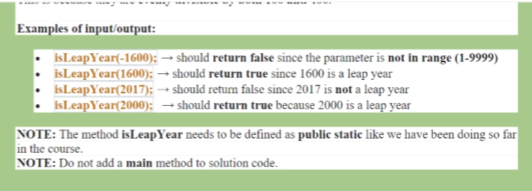 Solved Write a method isLeapYear with a parameter of type | Chegg.com