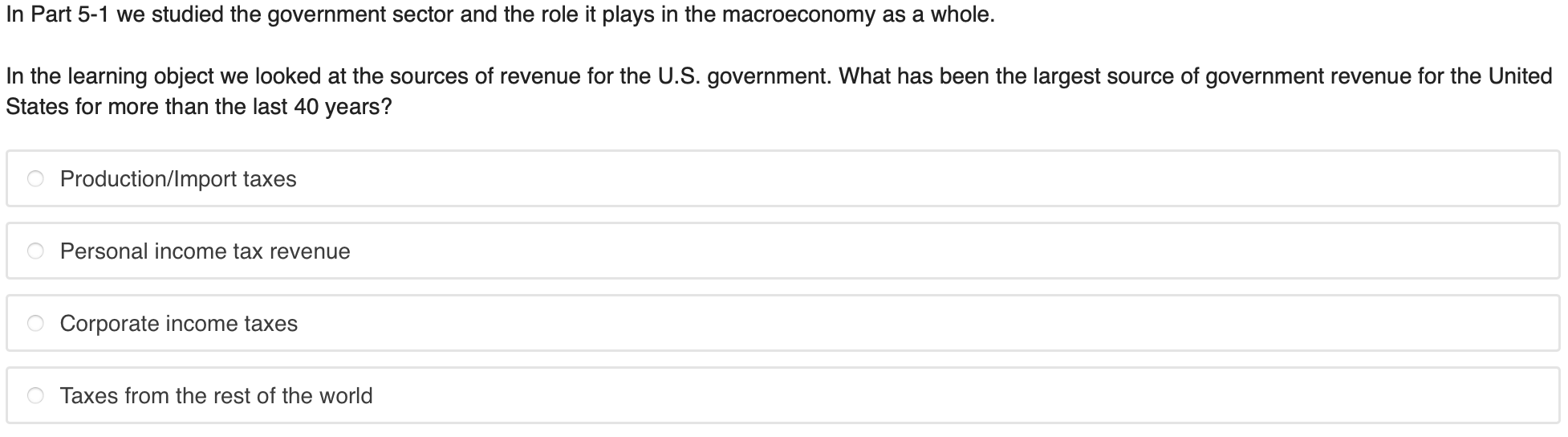 Solved In Part 5-1 we studied the government sector and the | Chegg.com