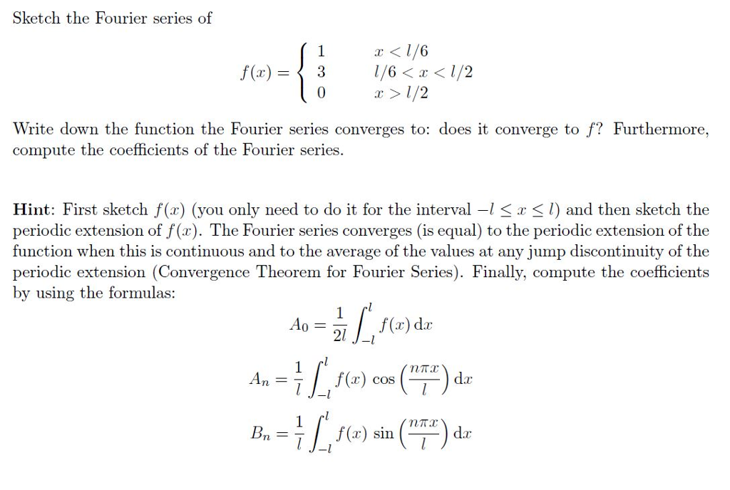 Solved Sketch the Fourier series of a