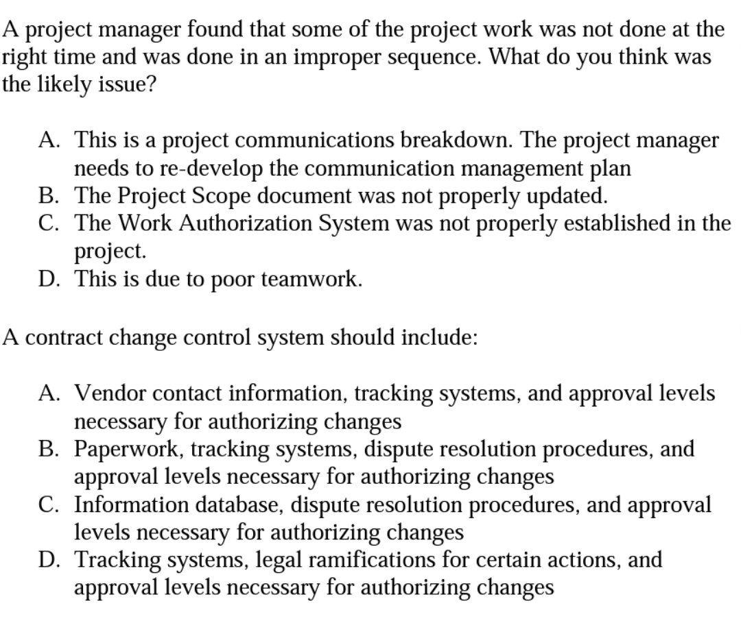 Solved A project manager found that some of the project work | Chegg.com