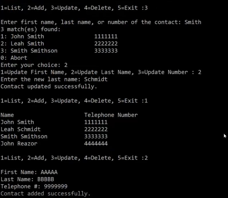 Solved Create a contact list application in java in which | Chegg.com