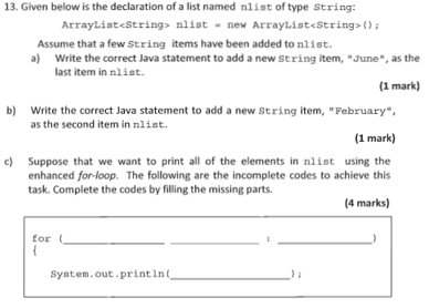 Solved 13. Given below is the declaration of a list named | Chegg.com