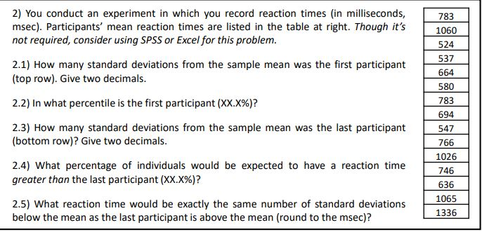 Solved 783 2) You conduct an experiment in which you record | Chegg.com