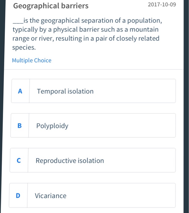 Solved 20171009 Biological Species concept Which best