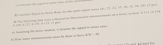 Solved c) Calculate the signal to noise ratio of this | Chegg.com