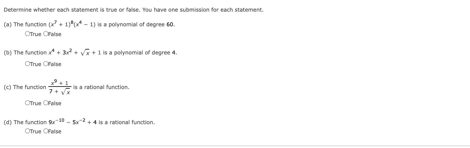 Solved Determine whether each statement is true or false. | Chegg.com