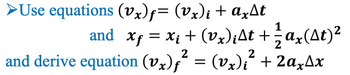 Solved Use equations (vx)f=(vx)i+axΔt and | Chegg.com