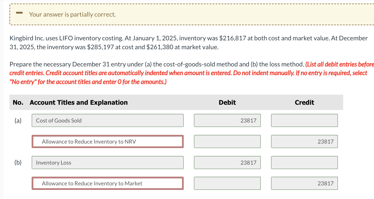 Solved Kingbird Inc. uses LIFO inventory costing. At January