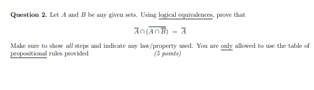 Solved Question 2. Let A And B Be Any Given Sets. Using | Chegg.com