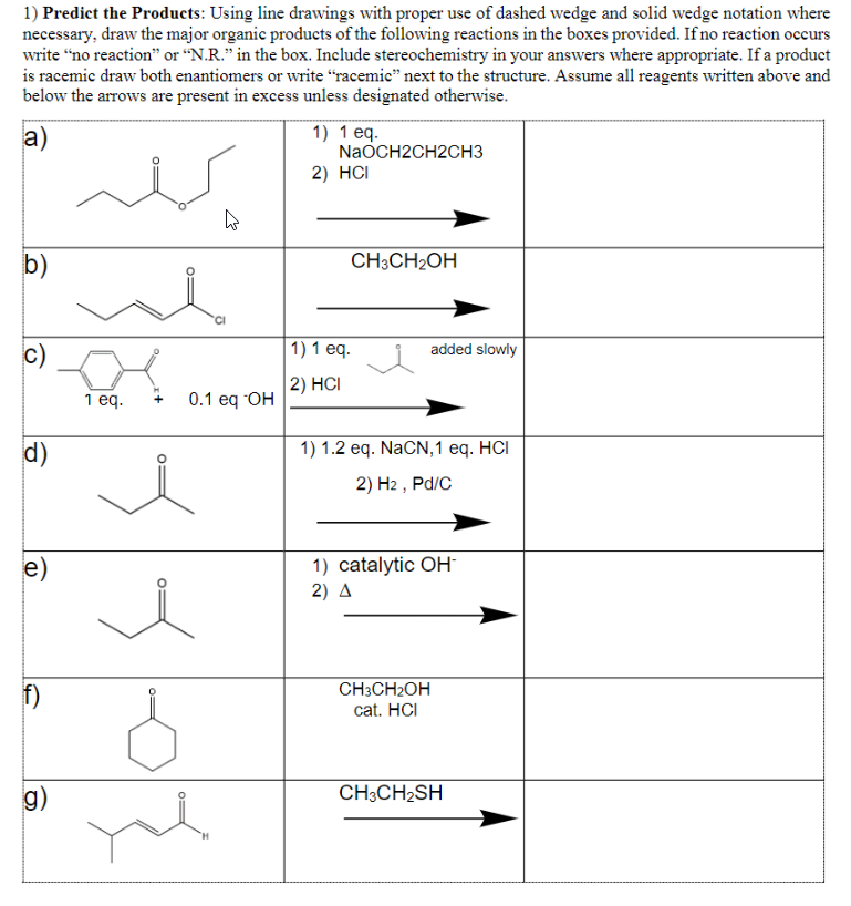 Solved 1) Predict The Products: Using Line Drawings With 