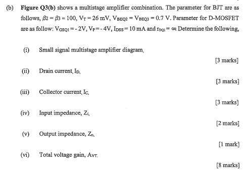 Solved (b) Figure Q3(b) Shows A Multistage Amplifier | Chegg.com