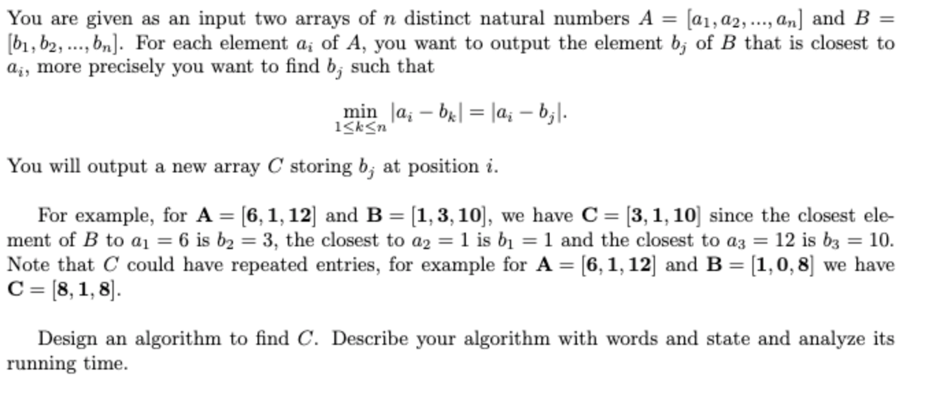 You are given as an input two arrays of n distinct | Chegg.com