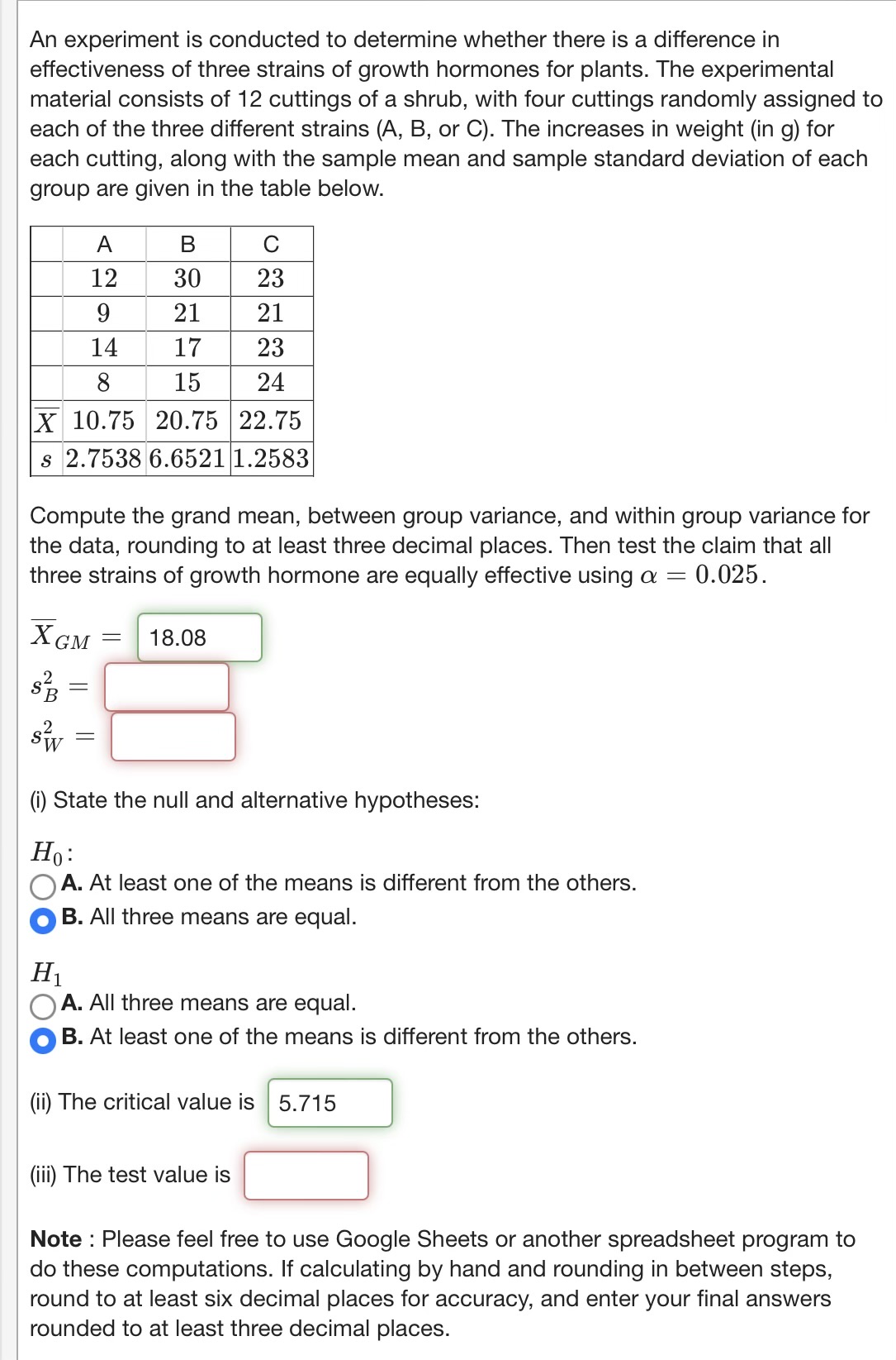Solved An experiment is conducted to determine whether there | Chegg.com