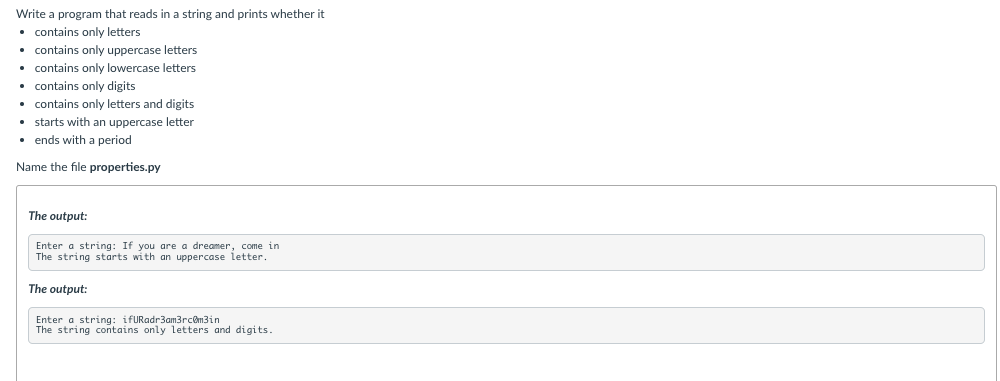 Solved Write a program that reads in a string and prints | Chegg.com