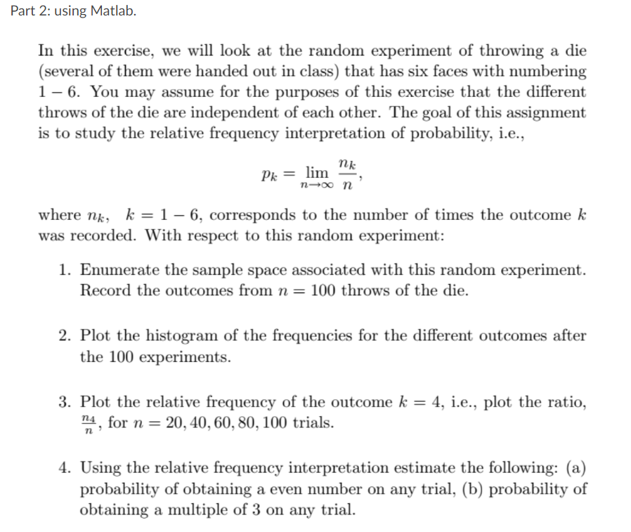 Solved Part 2: using Matlab.In this exercise, we will look | Chegg.com