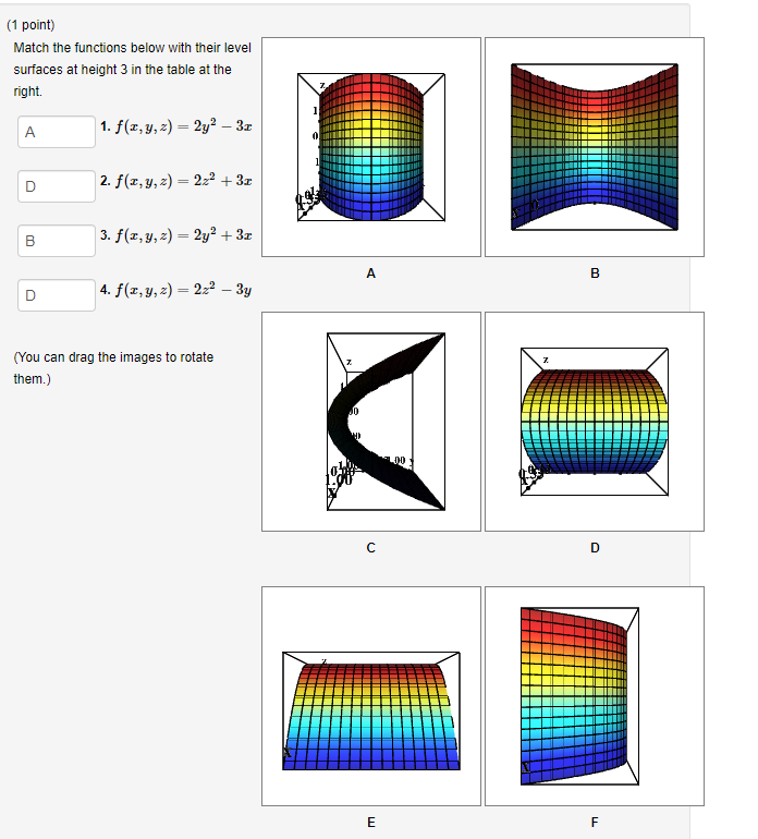 Solved (1 point) Match the functions below with their level | Chegg.com