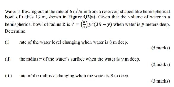 Solved Water is flowing out at the rate of 6 m/min from a | Chegg.com
