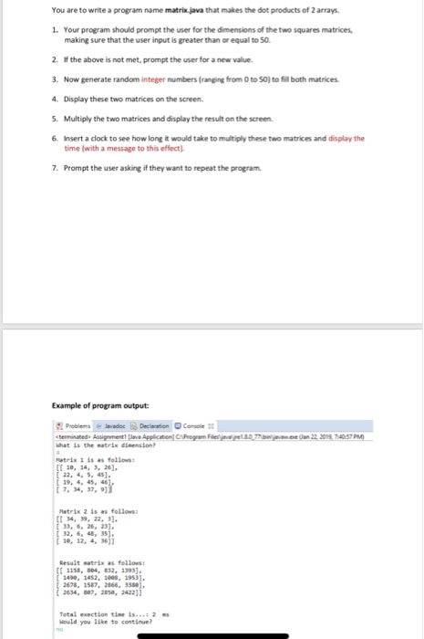 Solved You are to write a program name matrix java that | Chegg.com