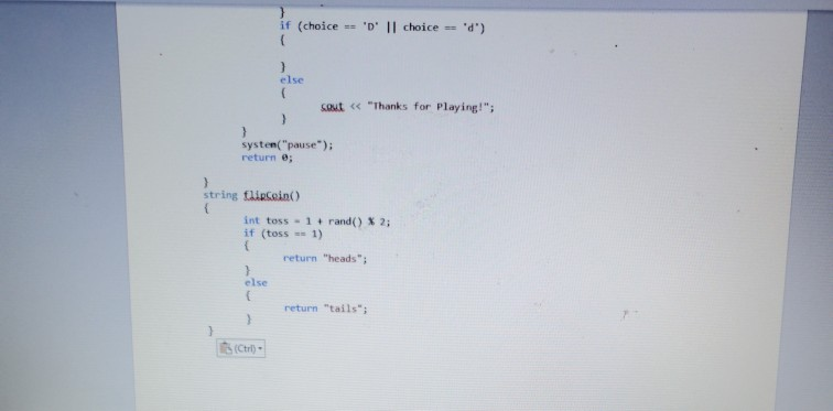 Solved Editing 1: Requirements: Coin Toss and Dice Rolling | Chegg.com