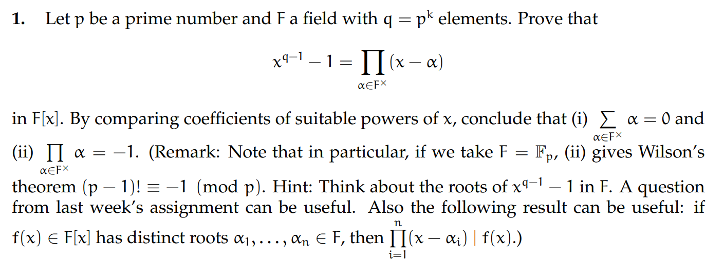 Prime Field Math Solved 1. Let p be a prime number and F a field with q = pk | Chegg.com