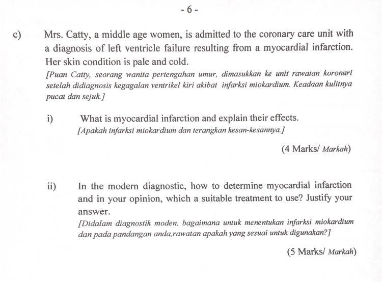 Solved -6- c) Mrs. Catty, a middle age women, is admitted to | Chegg.com
