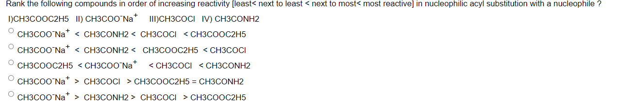 Solved Rank the following compounds in order of increasing | Chegg.com