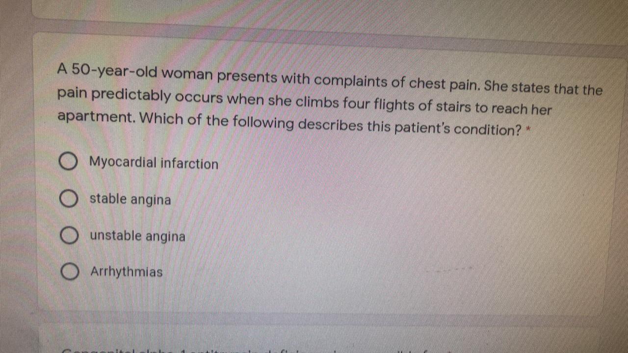 Solved A 50-year-old woman presents with complaints of chest | Chegg.com