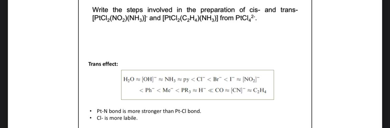 Solved Write the steps involved in the preparation of cis Chegg