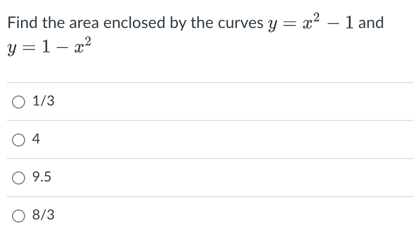 Solved Find the area enclosed by the curves y=x2−1 and | Chegg.com