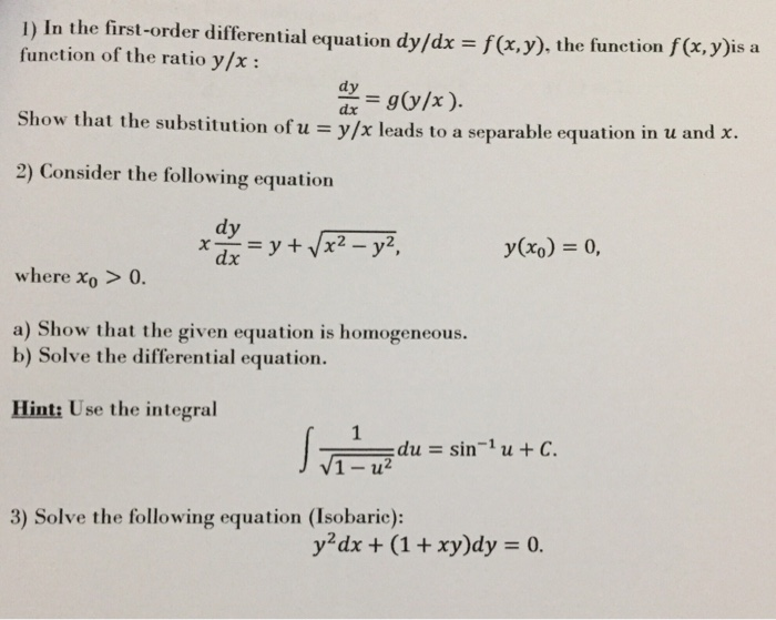 Solved 1 ) In The First-order Differential Equation Dy/dx F | Chegg.com