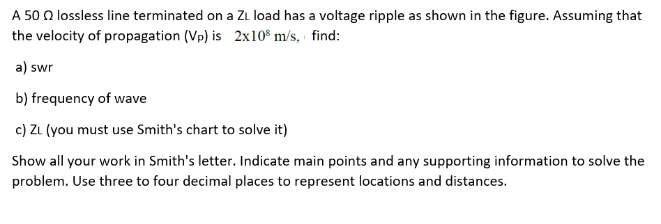 Solved A 50 lossless line terminated on a ZL load has a | Chegg.com
