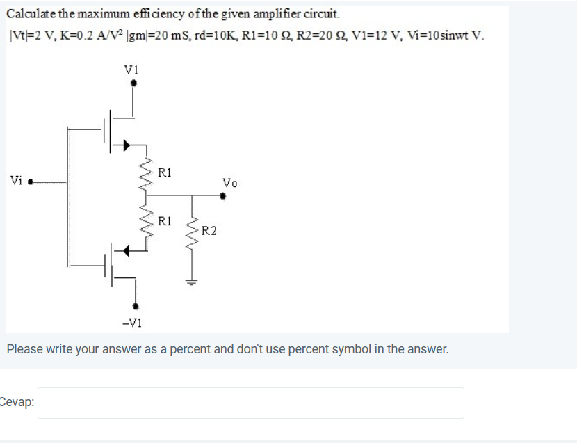Calculate the maximum efficiency of the given | Chegg.com
