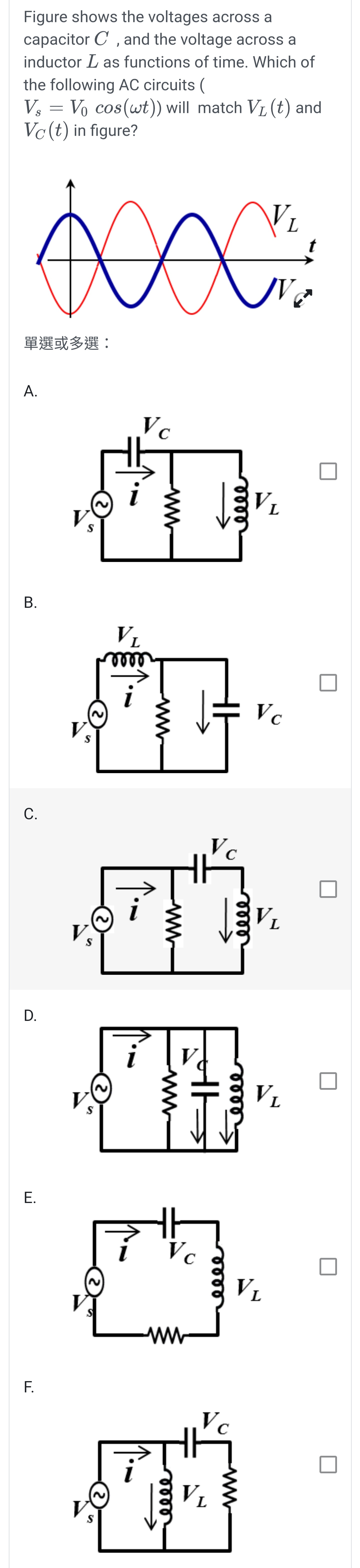 Solved Figure shows the voltages across a capacitor C, and