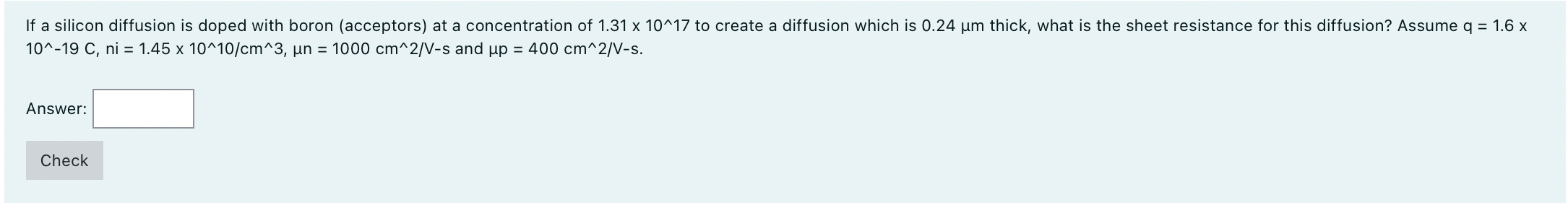 Solved 10∧−19C,ni=1.45×10∧10/cm∧3,μn=1000 cm∧2/V−s and | Chegg.com