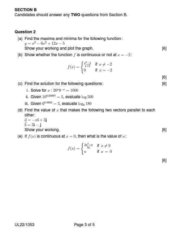 Solved SECTION B Candidates should answer any TWO questions | Chegg.com