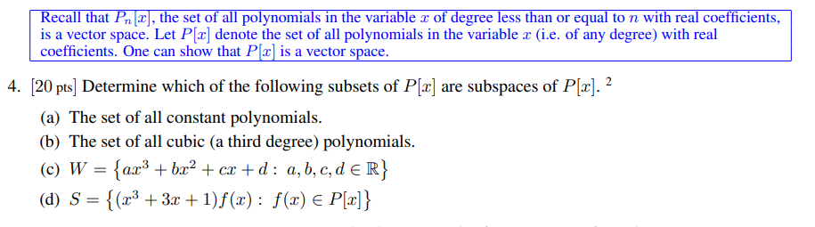 Solved Recall that Pn[x], the set of all polynomials in the | Chegg.com
