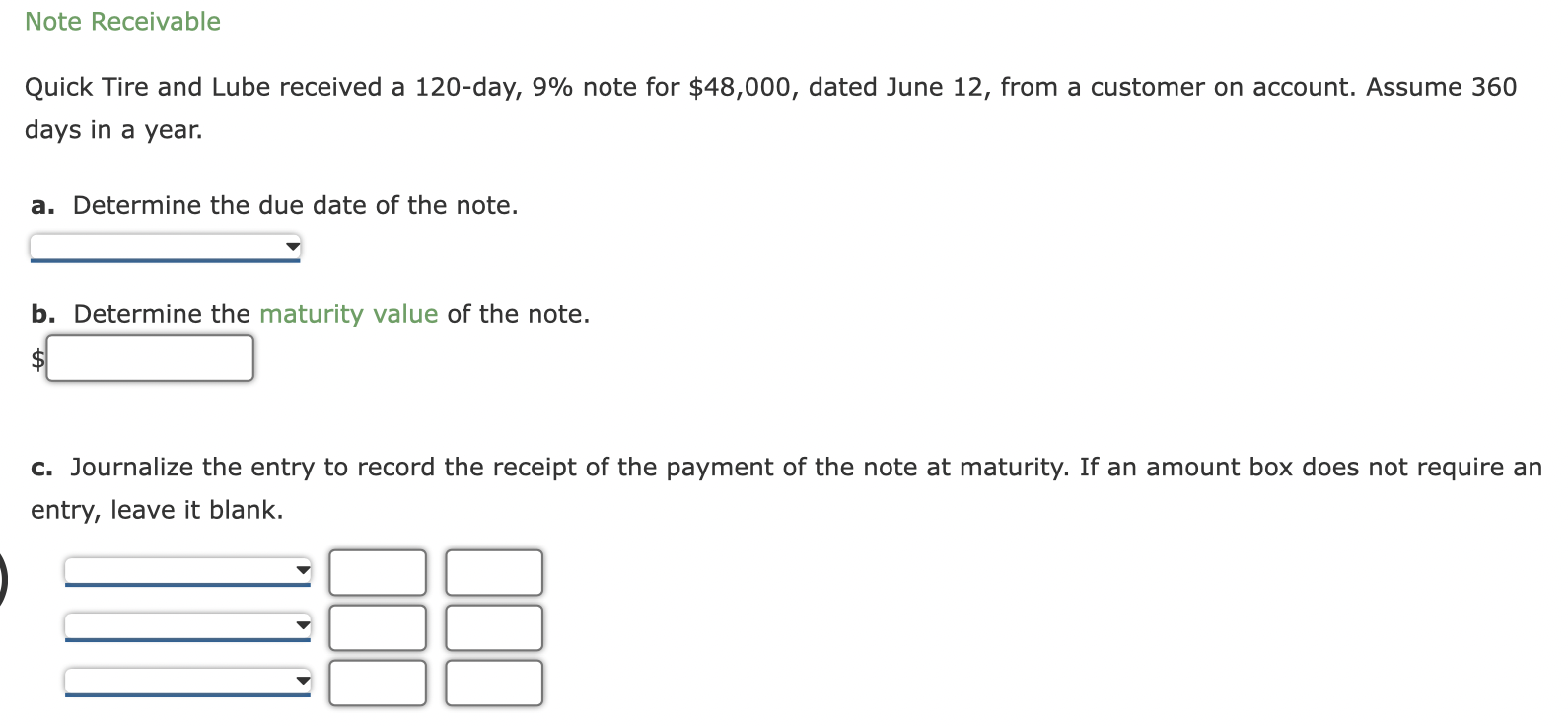 Solved Quick Tire and Lube received a 120day, 9 note for