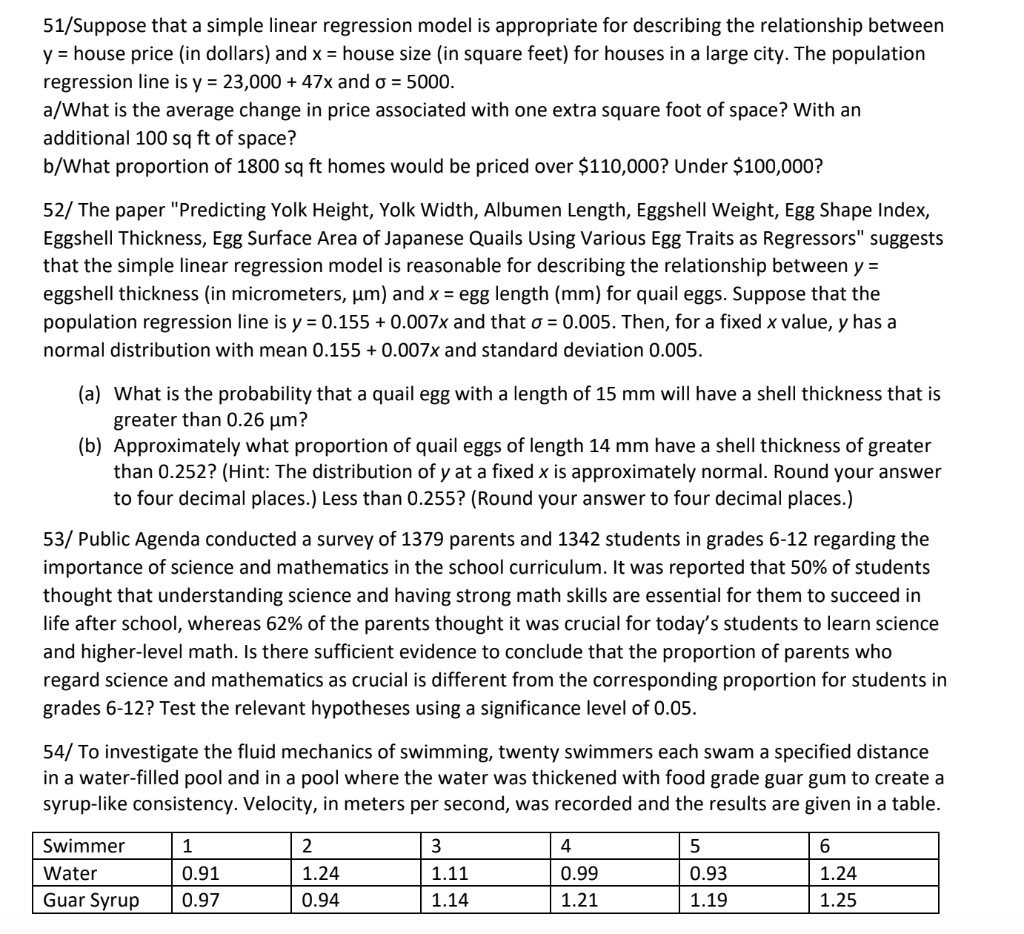 Solved 51/Suppose that a simple linear regression model is | Chegg.com