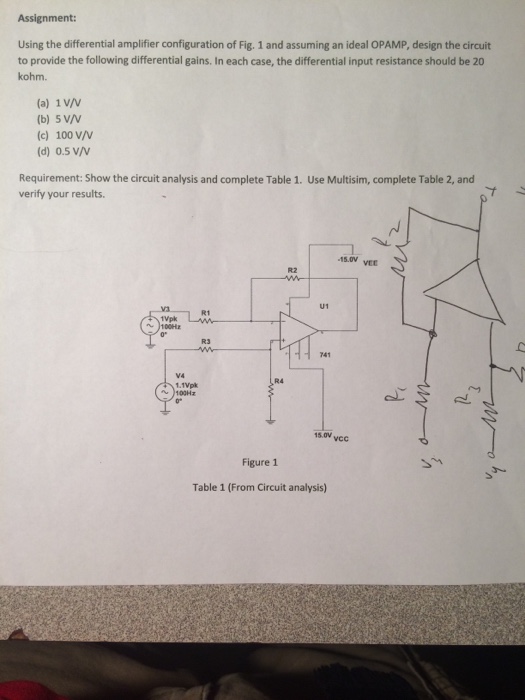 Solved Assignment: Using the differential amplifier | Chegg.com