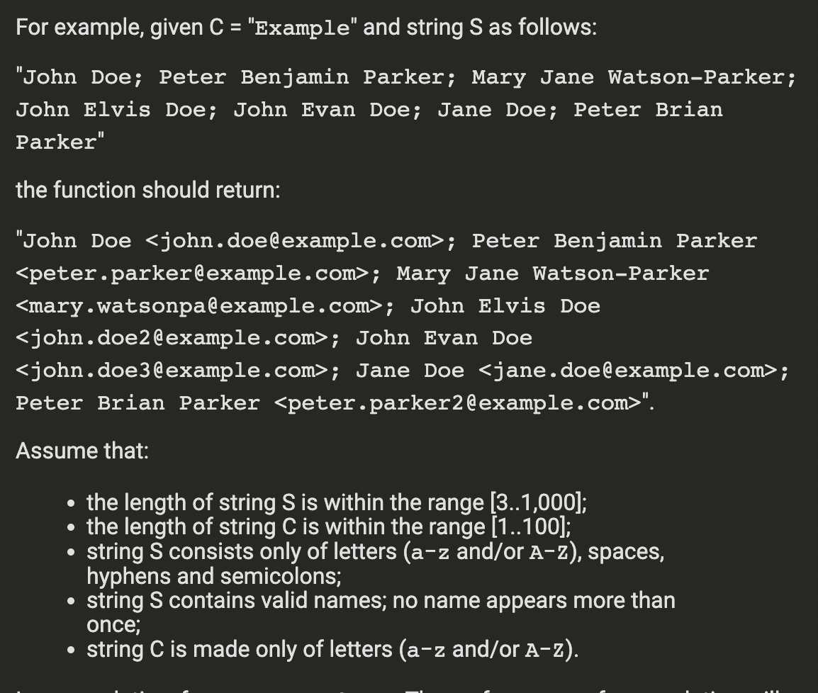 Solved For example, given C= "Example" and string S as | Chegg.com