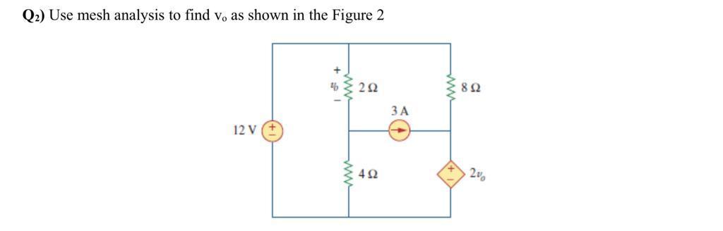 Solved Q2) Use mesh analysis to find v, as shown in the | Chegg.com