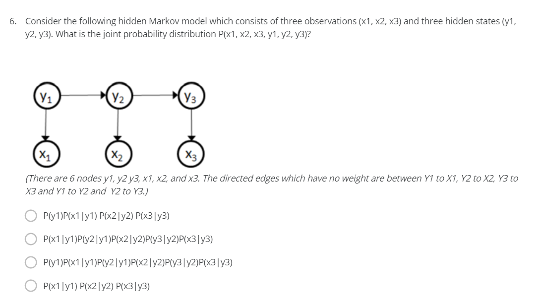Solved 6. Consider the following hidden Markov model which | Chegg.com