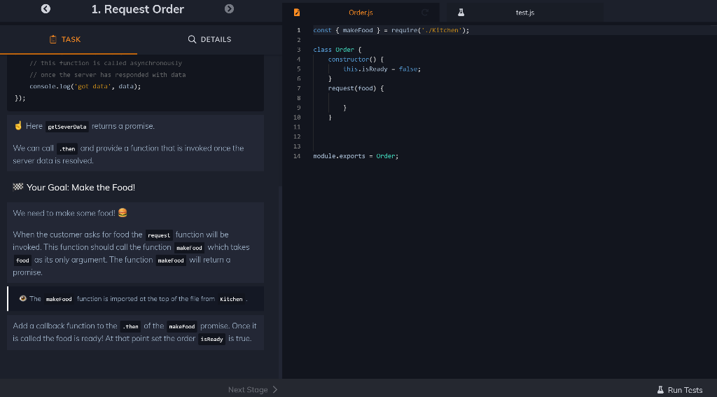 Solved 1. Request Order > Order.js 1 test.js 1 const { | Chegg.com
