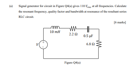Solved (a) Signal generator for circuit in Figure Q4(a) | Chegg.com