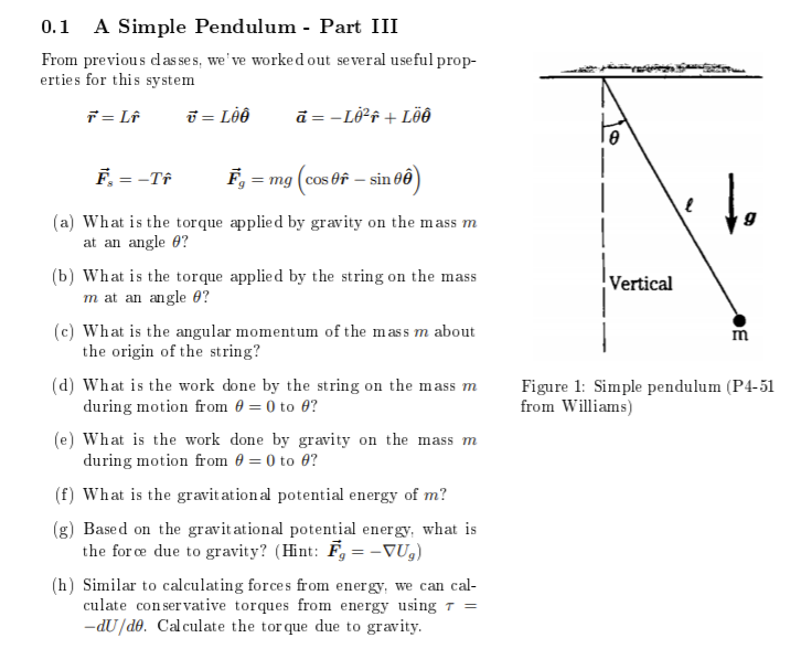 Solved 0 1 A Simple Pendulum Part Iii From Previous Cla Chegg Com