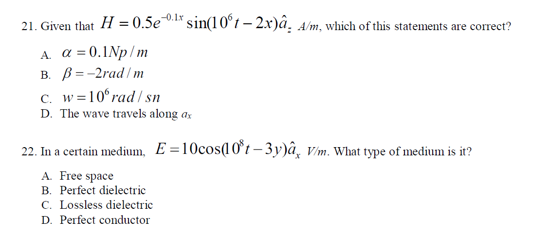 Solved 21 Given That H 0 5eolk Sin 10ºt 2x A A M Wh Chegg Com