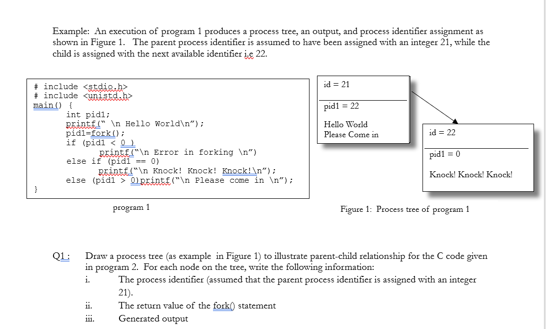 Solved Example: An execution of program 1 produces a process | Chegg.com