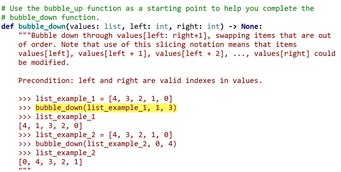 Solved # This function will not be marked. def bubble_up | Chegg.com
